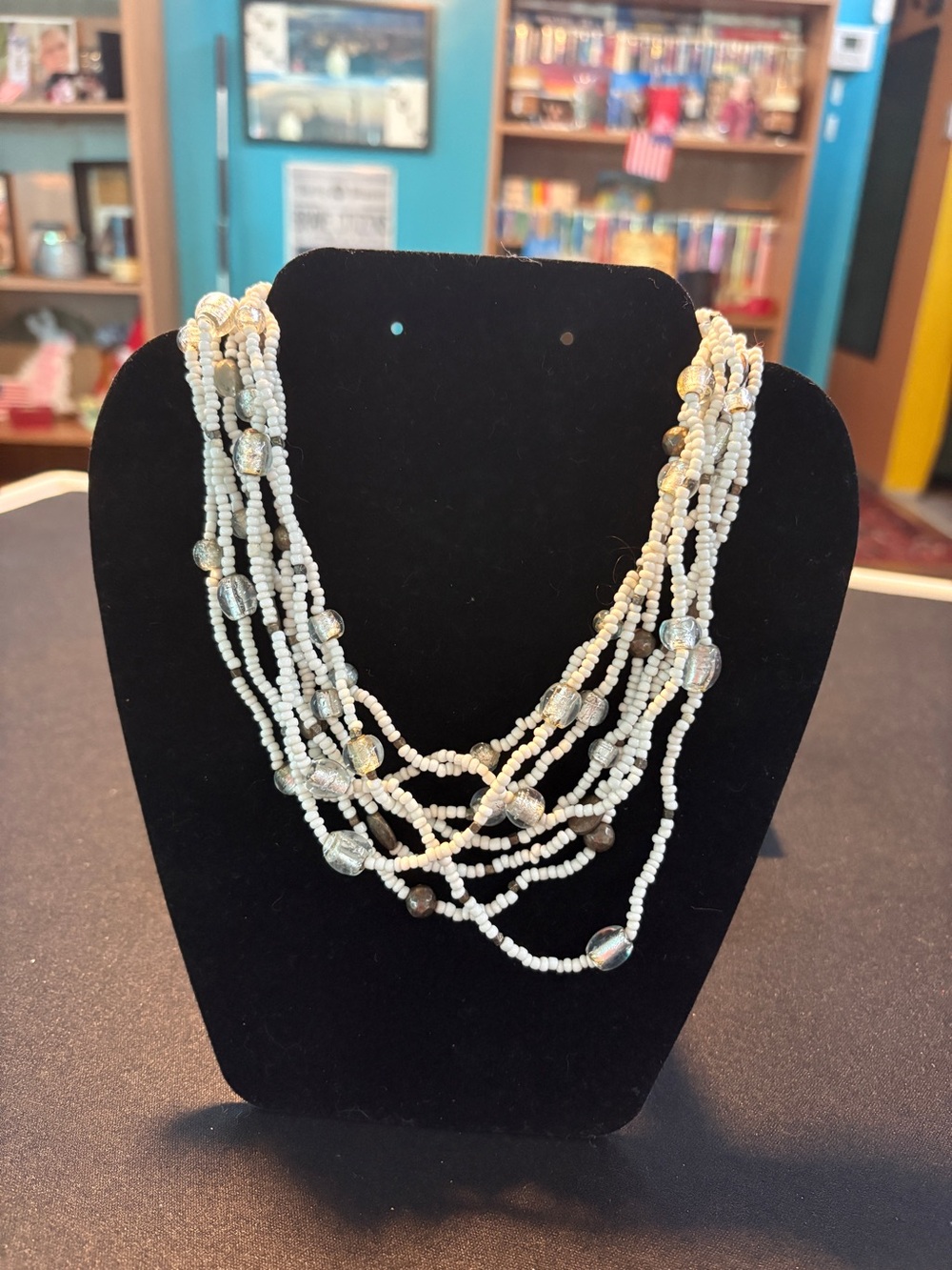 Multi-Strand White Beaded Necklace - Elegant Layered Style
